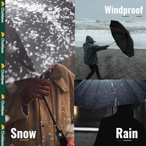 Travel Windproof Strong Compact Umbrella - 10 Ribs Portable Umbrella for Men and Women - Inverted Folding Automatic Umbrellas for Wind and Rain, 210T Fabric 105cm Span - Image 6