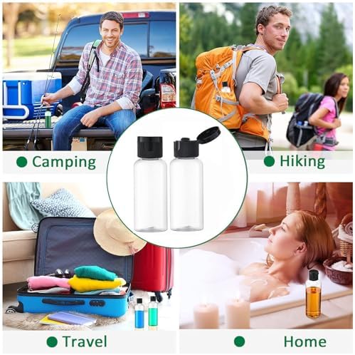 6PCS 50ML Plastic Travel Bottles with Flip Cap Empty Squeeze Bottles Refillable Travel Container with Funnel & Label TSA Approved for Liquids Lotion Toiletries Cosmetic (Transparent) - Image 6