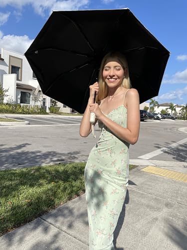 Compact Travel Folding Umbrella Automatic Open/Close Handle Coating Layer Fabric Blocking/Anti UPF 50 UV Protection 99.9% Portable Golf Umbrella/Lightweight Small Backpack/Rain Sun/Men Women Kids - Image 8