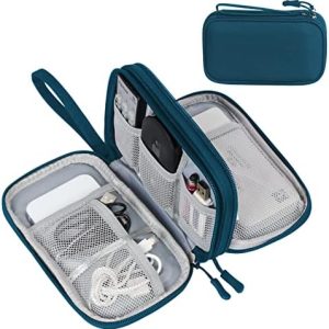 FYY Electronics Accessories Organiser Bag, Double-Layer Travel Cable Organiser Bag Pouch Portable Waterproof All-in-One Carry Travel Bag for Cable, Cord, Charger, Phone, Hard Disk S-Dark Green