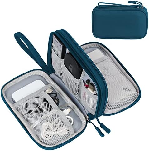 FYY Electronics Accessories Organiser Bag, Double-Layer Travel Cable Organiser Bag Pouch Portable Waterproof All-in-One Carry Travel Bag for Cable, Cord, Charger, Phone, Hard Disk S-Dark Green
