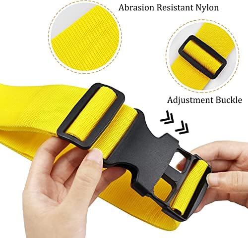 Luggage Suitcase Straps Set, Travel Accessories Thickened Luggage Belt with Quick Release Buckle, Adjustable Black Travel Luggage Straps for Suitcase Baggage (Yellow, 4 PCS Set) - Image 4