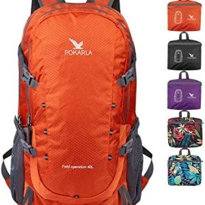 POKARLA 40L Foldable Rucksack Travel Hiking Folding Outdoor Backpack