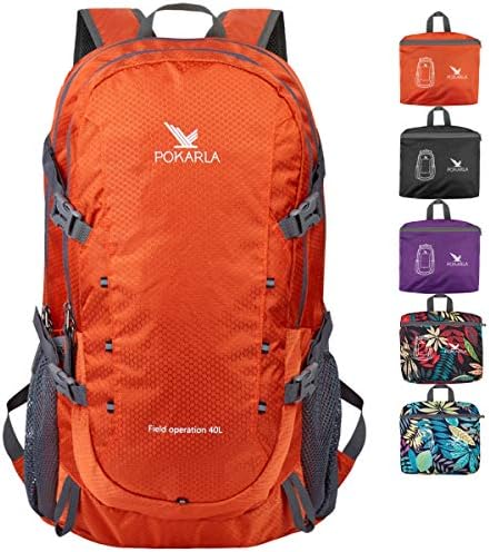 POKARLA 40L Foldable Rucksack Travel Hiking Folding Outdoor Backpack