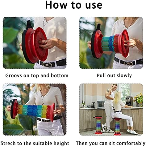 ALEVMOOM 20.4" Portable Folding Stool&Chair with Cushion and Bag with 440lbs Load Capacity Retractable Collapsible Foldable Telescopic Stool for Fishing Camping Hiking(Red Rainbow) - Image 6
