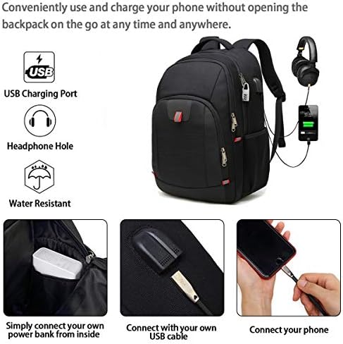 Della Gao Laptop Backpack,Extra Large Anti-Theft Business Travel Laptop Backpack Bag with USB Charging Port - Image 3