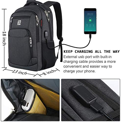 KASIBON Laptop Backpack with USB Charging&Headphone Port,Anti-Theft Business Laptop Backpack with Breathable Padded Shoulder Strap, Water Resistant Computer Rucksack - Image 3