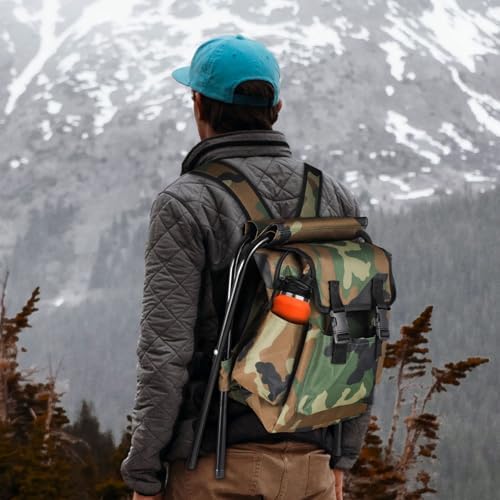 Backpack Chair, 2 in 1 Folding Camping Chair with Backpack Waterproof, Foldable Fishing Tackle Bag with Stool Seat 100kg Max, 10L Backpacking Fishing Stool for Hiking Picnic Travel - Image 2