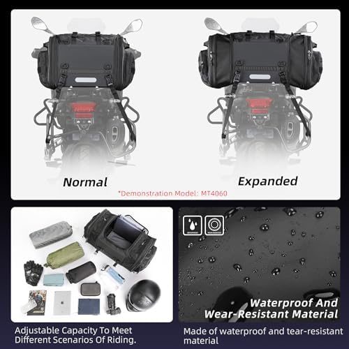 Rhinowalk Motorcycle Tail Bag 33-45L Motorcycle Rear Seat Bag Expandable Motorbike Helmet Bag with Waterproof Rain Cover Travel Luggage Bag Storage Bag - Image 6