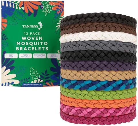 12 Pack Mosquito Repellent Bracelet - Non-Toxic Insect Repellent Bands, Deet-Free Bug & Flea Repellent for Kids & Adults - Waterproof Travel Essentials, 250 Hours Protection