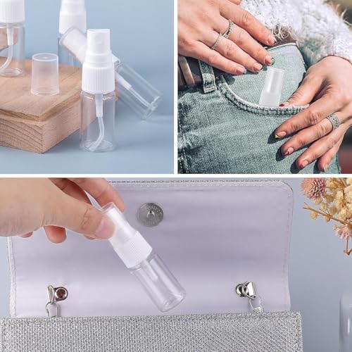 Travel Spray Bottle 0.7oz/20ml 4 Pack Small Spray Bottle Empty Spray Bottle Leak Proof Fine Mist Empty Plastic Refillable Spritz Bottle for Perfume Toners Rose Water Cosmetics - Image 5