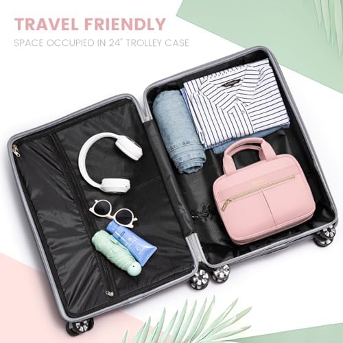 LOVEVOOK Toiletry Bag for Women, Large Toiletries Makeup Bags with Hook, Hanging Travel Wash Bag, Waterproof Cosmetic Organizer Ladies for Full Sized Container Vacation Essentials, Rose - Image 5