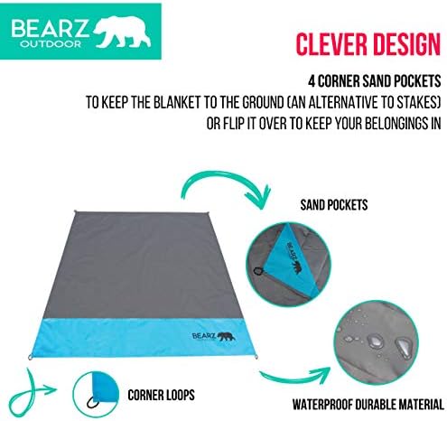 Travel Blanket - Pocket Sized Beach Blanket Camping Blanket, Waterproof Picnic Blanket, Sandproof Beach Mat - Camping Gadgets & Festival Hiking Accessories - Image 6
