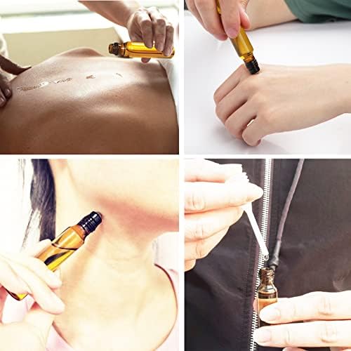 Essential Oil Roller Bottles 12Pcs 10ml Empty Rollerball Bottle Roll on Bottles with Stainless Steel Roller Balls Amber Glass Roller Bottles for Essential Oils,Perfumes,Cosmetics,Aromatherapy Massage - Image 7