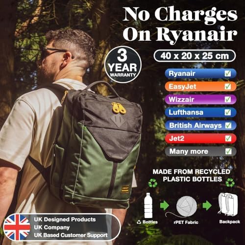 Cabin Max Travel Bag for Ryanair Cabin Bags 40x20x25 Underseat, Carry On Backpack, Travel Backpack, Cabin Bag, Hand Luggage Bag, Cabin Backpack, Laptop & Secret Pocket - Recycled RPET 20l - Equator X - Image 5