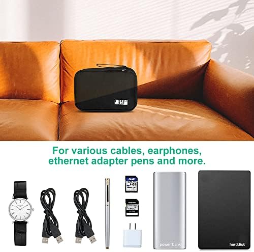 HCFGS Electronics Accessories Organizer Bag, Travel Cable Organiser Bag, Universal Carry Travel Gadget Bag for USB Cable Drive, SD Card,Charger Hard Disk (Black) - Image 7