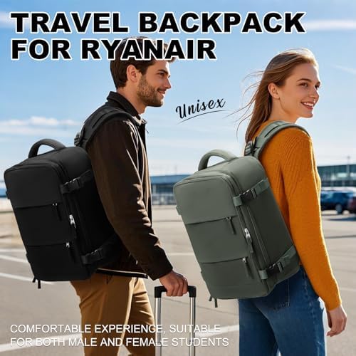SZLX Large Travel Backpack Women, Carry On Backpack Men,Hiking Backpack Waterproof Outdoor Sports Rucksack Casual Daypack School Bag Fit 14 Inch Laptop with USB Charging Port Shoes Compartment - Image 8