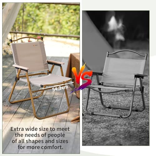 Camping Chair, Outdoor Garden Folding Chair, Wood Armrest Relax Camp Chairs, Portable Foldable Picnic Chair, Beach Chair, Lightweight Lawn Furniture for BBQ Party Picnic Camping Fishing Travel - Image 6