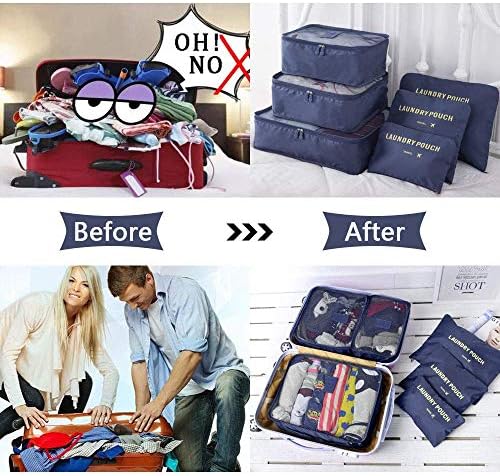 Vicloon Packing Cubes, 8 PCS Travel Organiser Bags Luggage Organizers with Shoe Bag for Clothes Suitcase Shoes (Blue) - Image 5