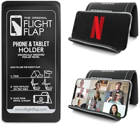 Foldable Airplane Phone Holder - Flexible Mobile Stand for Desk & Bed - Travel Essentials (Black) - Image 8