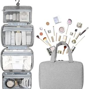 Hanging Travel Toiletry Bag for Women Men Large Wash Bag Waterproof Travel Make up Bag Organiser Foldable Compact Toiletries Bag Portable Cosmetic Bag Travelling Essentials for Business Trip Vacation