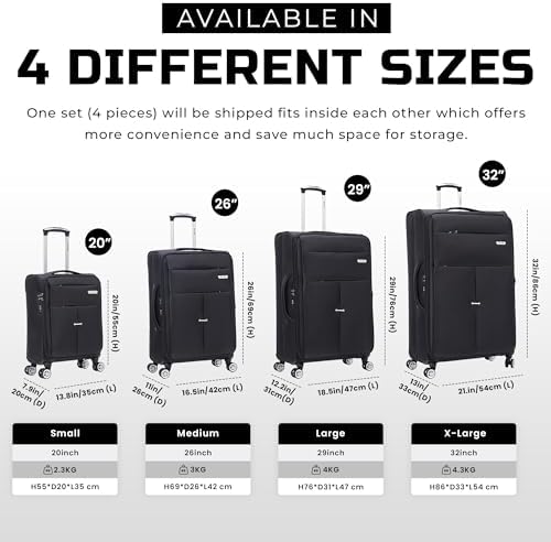 Extra Large Suitcase 32" Super Lightweight Luggage 20% Expandable 4 Wheels Spinner 3-Digit Combination Lock Soft Shell Luggage Check in for 30kg - Image 9