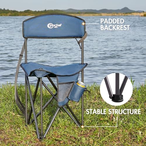 Portal Camping Stool Folding with Backrest Portable Collapsible Seat Small Chair for Adults Pop up Stool Travel Seat Tall Lightweight for Hiking Backpacking Festival Fishing Walking Events 102KG - Image 4