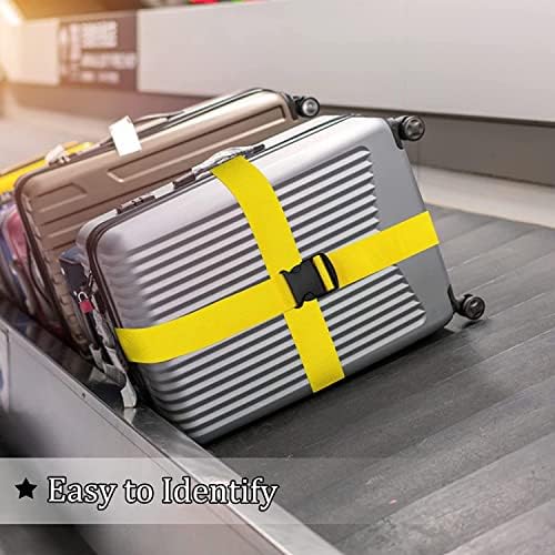 Luggage Suitcase Straps Set, Travel Accessories Thickened Luggage Belt with Quick Release Buckle, Adjustable Black Travel Luggage Straps for Suitcase Baggage (Yellow, 4 PCS Set) - Image 5