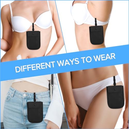 Ouligay Money Belt for Travel Women Bra Wallet Hidden Travel Pouches Under Clothes Anti Theft Secret Pocket with Adjustable Elastic Strap for Money Credit Cards Valuables Fits All Bra Sizes - Image 3