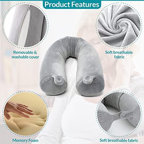 Travel Pillow Twist memory Foam Neck Pillow for Travel, Airplane, Buses, Trains at Home, Chin, Lumbar Leg Support, Bendable Roll Pillow (gray) - Image 4