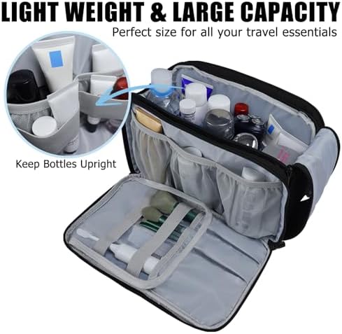 Gloppie Water- Resistant Toiletry Bag for Men - Portable Travel Wash Bag Toiletries Cosmetic Organizer Make up Bag - Foldable Shaving Dopp Kit Gym Bags Shower Bathroom Accessory(Black) - Image 6