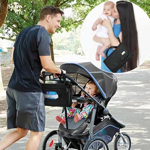 LANDICI Portable Nappy Changing Mat Travel Baby Change Mat with Smart Wipes Pocket,Foldable Waterproof Diaper Pad Bag,Baby Essentials Changing Station for Boy & Girl,Newborn Shower Gifts -Black - Image 7