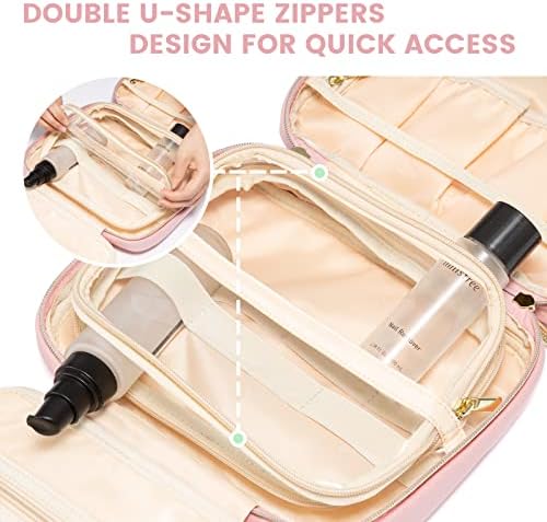 LOVEVOOK Toiletry Bag for Women, Large Toiletries Makeup Bags with Hook, Hanging Travel Wash Bag, Waterproof Cosmetic Organizer Ladies for Full Sized Container Vacation Essentials, Rose - Image 8