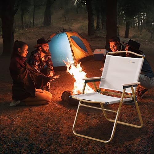 Camping Chair, Outdoor Garden Folding Chair, Wood Armrest Relax Camp Chairs, Portable Foldable Picnic Chair, Beach Chair, Lightweight Lawn Furniture for BBQ Party Picnic Camping Fishing Travel - Image 9