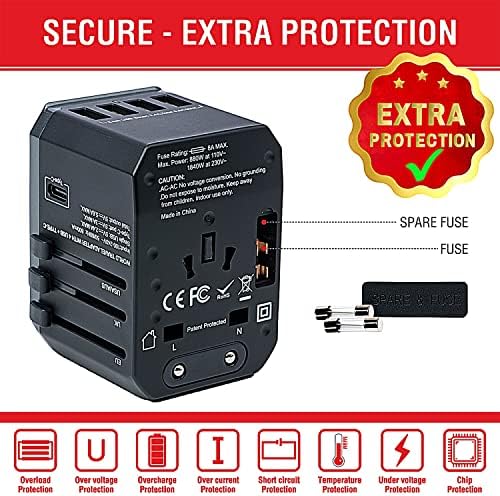 Universal Travel Adapter Worldwide: UK to USA, Japan, China, Thailand, South Africa, Europe, Brazil - Plug Adaptor 5.6A Multi USB-A + 3.0A Type-C Charger, Essential for Travel Across 200+ Countries - Image 5