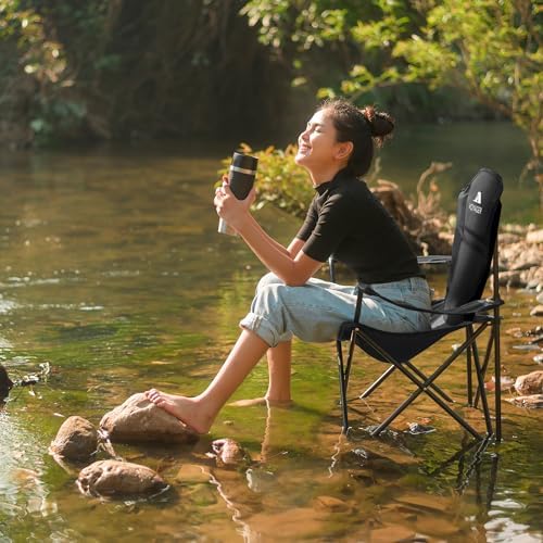 Voyager Folding Camping Chair 2-Pack, Lightweight with Pocket and Drinks Holder, Holds up to 120kg Each, Easy to Transport, Foldable Outdoor Chair Set -Black - Image 7