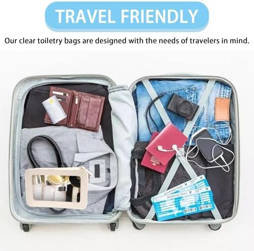 Clear Makeup Bag Transparent Cosmetic Case Travel Waterproof Toiletry Organizer with Double Zippers Ideal for Travel Essentials (Beige) - Image 7
