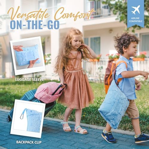 BOACAY Travel Toddler Blanket for Airplane, Car - Soft Kids Throw Blanket for Daycare - Pillow for Girls, Boys with Backpack Clip, Luggage Sleeve - Image 4