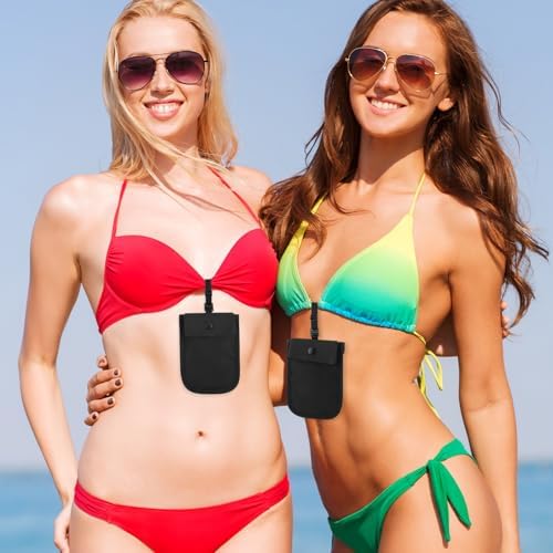 Ouligay Money Belt for Travel Women Bra Wallet Hidden Travel Pouches Under Clothes Anti Theft Secret Pocket with Adjustable Elastic Strap for Money Credit Cards Valuables Fits All Bra Sizes - Image 5