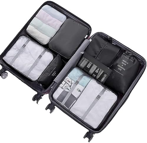 Packing Cubes for Suitcase,Lychico 9pcs Travel Luggage Packing Organizers Waterproof Travel Essentials Bag Clothes Shoes Storage Bags, Black - Image 2