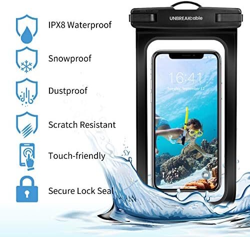 UNBREAKcable Waterproof Phone Pouch, IPX8 Waterproof Phone Case, Travel Essentials, [Dry Bags for iPhone Samsung Huawei Xiaomi...] [7 Inch] [2 Pack] Black - Image 2