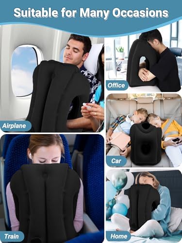 Maliton Inflatable Travel Pillow for Airplane Comfortable Sleeping to Relieve Neck and Shoulder Pain, Support Head Inflatable Pillow for Long Flights, Used for Airplanes, Cars, Trains, Office(Black) - Image 6