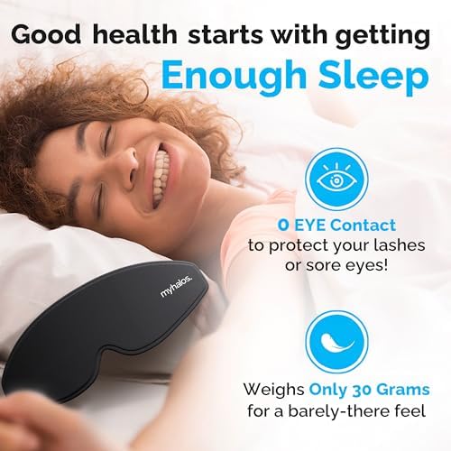 MyHalos 100% Blackout Sleep Masks for Women & Men - Zero Eye Pressure Eye Mask for Sleeping -Our Halo Sleep Mask Includes a Storage Pouch- Black Eye Mask for Travel or Blindfold - Image 2