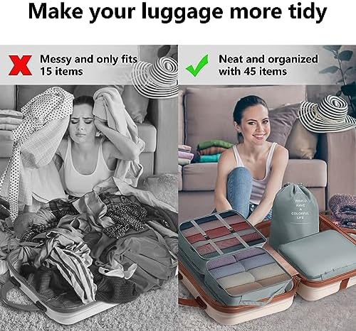 Jsdoin Packing Cubes for Suitcase, 9PCS Luggage Packing Organizers, Waterproof Travel Essentials Bag, Accessories (Grey) - Image 2