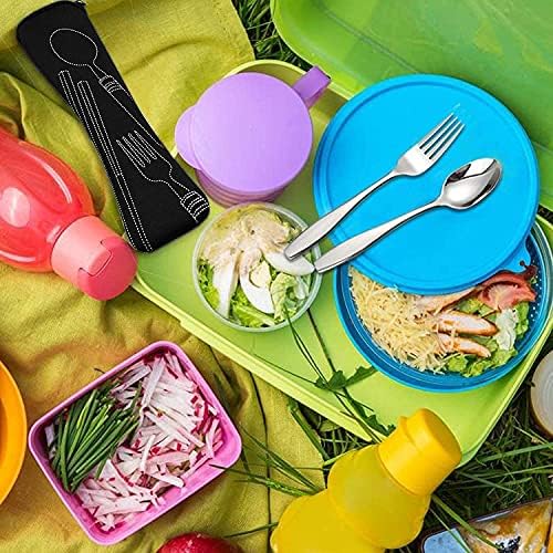 Cutlery Set with Portable Pouch Case, Stainless Steel Flatware Camping Utensil Set with Neoprene Bag for Outdoor Travel Picnic Office School Lunch Box (Sky Blue) - Image 7