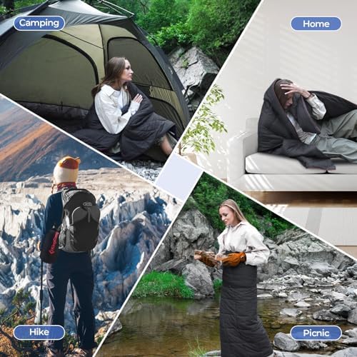 KingCamp Camping Blanket Lightweight Outdoor, Travel Blanket Multifunctional Warm, Sleeping Blankets Ultralight with Snap Button, Sleeping Quilt for Picnics Beach Camping Hiking Car Indoor - Image 8