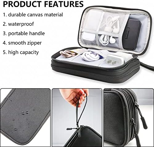 Teskyer Electronics Accessories Organiser Bag, Waterproof Cable Organiser Bag, Travel Gadget Bag, Holiday Essentials for Men Women, 8.5 x 5 Inch, Black - Image 4