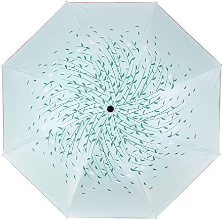 Green Tree Leaf Folding Travel Sun Umbrella Sunblock UV Protection UPF 50+ Rain Resistant Compact Size Parasol Fold into Purse (Green) - Image 3