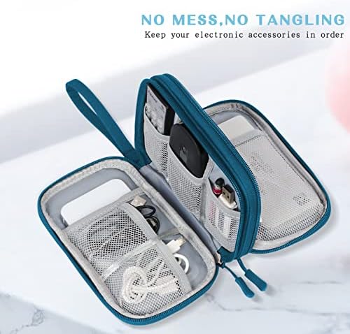 FYY Electronics Accessories Organiser Bag, Double-Layer Travel Cable Organiser Bag Pouch Portable Waterproof All-in-One Carry Travel Bag for Cable, Cord, Charger, Phone, Hard Disk S-Dark Green - Image 5