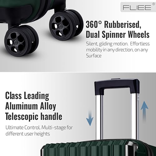 Medium Suitcase Hard Shell | Lightweight Suitcase | Aluminum Telescopic Handle | TSA 3 Digit Combination Lock | 4 Dual Spinner Wheels. (Green, Medium 24") - Image 4